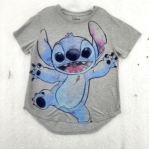 SOLD | DISNEY Lilo And Stitch Casual Girls Junior XXL Gray Tee - Picture 4 of 8
